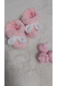 Resim Tosbiq Baby Puffy Patik / Panduf / Hediyelik / Yavruağzı / 0-12 M / Oeko Tex (organik) Sertifikalı / Alize Örgü 