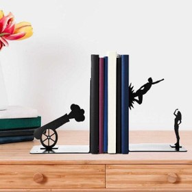 Resim Figured Decorative Metal Book Holder, Book Support, Book Organizer, Gift Black cat, Bike, Elephant Ballerina, Giraffe, Reading - Gun 