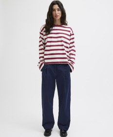 Resim Jack & Jones Kadin Pileli Barrel Fit Kesim Pantolo - Maddy - 12282465 Maritime Blue 