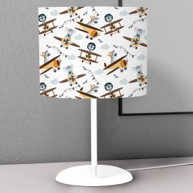 Resim instababyrooms Uçak ve Pilot Desenli Çocuk Odası Dijital Baskılı Çocuk Odası Masaüstü Abajur Avize 