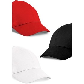 Resim Unisex 3'lü Set Kırmızı,beyaz Ve Siyah Renk Beyzbol Şapka - Unisex Beyaz - Kırmızı - Siyah 