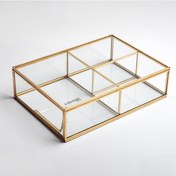 Resim 3 Bölmeli Cam Organizer Pirinç & Gold 