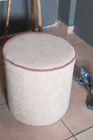 Resim Gazzini Furniture Venice Krem Teddy Puf- Yuvarlak Makyaj Masası Pufu 