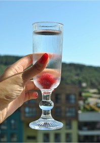Resim 6 Adet Ayaklı Cam Kadeh Kahve Yanı Su Bardağı- Şampanya Bardak 