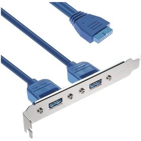 Resim 19 pin USB 3.0 arka Panel genişleme braketi 2 port usb çoklayıcı 