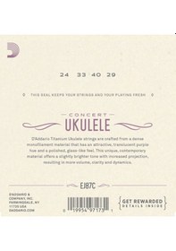 Resim D'addario Ej87C Titanium Ukulele. Concert Takım Tel Ukulele Teli 