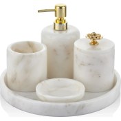 Resim Setabianca Evza Mermer Banyo Seti Lotus Beyaz 
