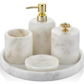 Resim Setabianca Evza Mermer Banyo Seti Lotus Beyaz 