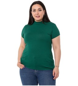 Resim Büyük Beden Yarım Balıkçı Kısa Kollu Viskon Zümrüt Body-zümrüt Zümrüt 