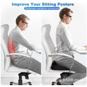 Resim Lemestar Siyah Hafıza Yastığı Otomobil Ofis Sandalye Yastığı 45x35cm - Yavaş Geri Yayılımlı Konforlu Koltuk Döşemesi 