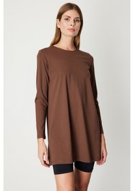 Resim On Kadın Uzun Kollu Basic Tunik 61421 Kahverengi Kahverengi 