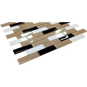 Resim MozaiKristaL Mutfak tezgah arası 23x73x4 mm Fileli Kristal Cam Mozaik. ( 1 Koli = 1 m2 Fiyatıdır ) 