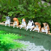 Resim 1 Adet/5 Adet Mini Balıkçı Kedi, Eğlenceli Akvaryum Dekor Aksesuarı, Ev Dekoru için Mikro Peyzaj Heykeli, Araç Gösterge Paneli Süsü, Masaüstü Aksesuar, Cep Hediyesi, Kedi Temalı Heykel 