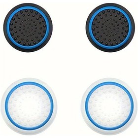 Resim Willowhaven Xahpower 4'lü Ps4 Ps3 Ps2 Xbox One 360 İçin Silikon Joystick Kılıfı - Mavi Beyaz 