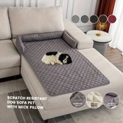 Resim 1 adet TEXSTEAD Pet Sofa Yatağı - Çizilmez ve Kaymaz, Yıkanabilir Köpek ve Kedi Mobilya Kılıfı ile Bolster Yastıkları, Küçükten Büyük Köpeklere Uygun Gri ve Beyaz Çizgili Tasarım, Rahat Ev Dekoru, Köpekler için Köpek Yatağı, Rahat Evcil Hayvan Mobilyası, Çizgili Desen, Yumuşak Dokulu 