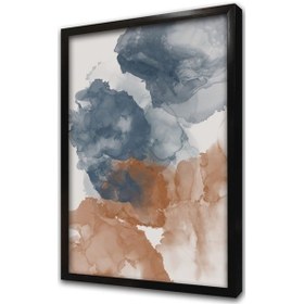 Resim Soyut Mavi Turuncu Çerçeveli Mdf Tablo-173801 