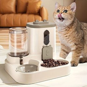 Resim 2.5L Kedi Su Dağıtıcısı ve Otomatik Besleyici - Sevimli Çift Tasarım, Taze Gıda ve Su İçin Tek Düğme İşlemi, Günlük Kullanım İçin İdeal, Otomatik Besleyiciler|Modern Kedi Dağıtıcısı|Otomatik Besleme Sistemi, Pil Olmadan 