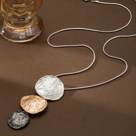 Resim 1 Adet Kadın Moda Y Şekilli Kolye Retro Basit Yuvarlak Çinko Alaşım Gümüş Renkli Emaye Ayarlanabilir Uzun Yılan Zincir Zarif Seksi Kazak Kolyesi Günlük Parti Düğün Anneler Günü Hediyesi 