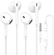 Resim 2'li paket kulak içi kulaklık, 3,5 mm kablolu jak, mikrofonlu HiFi stereo kulaklık ve iPhone, Samsung Galaxy, Android, Xiaomi, akıllı telefonlar, dizüstü bilgisayar, MP3/MP4 çalarlar vb. için ses 