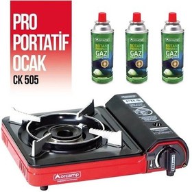 Resim Tekli Portatif Kamp Ocağı Gaz Stop Emniyetli Kırmızı 
