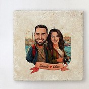 Resim Kadim İstanbul ve Aşkımız Karikatürlü Taş Bardak Altlığı 