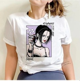 Resim Snapbuy Nana Japon Anime Karakter Baskılı Unisex Siyah T-shirt - Erkek Ve Kadın İçin Streetwear Kazakpembe Pembe 