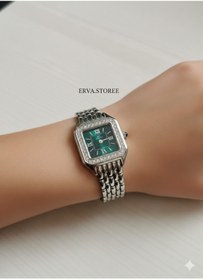 Resim Coliseum Kare Kadran Taşlı Yeşil Saat 