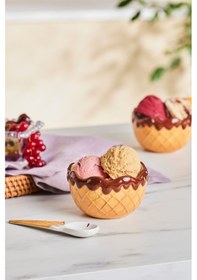 Resim Karaca Chocolate Chip 3'lü Kaşıklı Dondurma Kasesi 