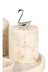 Resim MIARIK DESIGN & DEKORASYON Dekoratif Afyon Şekeri Mermer Pamukluk Gümüş Sılver Kuğu Detaylı 