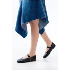 Resim İnf-324 Siyah Baretli Tokalı Günlük Kadın Babet Çok Renkli 