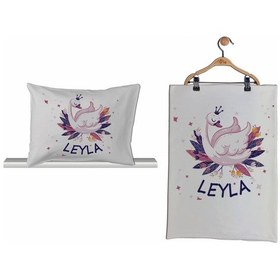 Resim Pia Baby Gl 2201 Isme Özel Bebek Battaniye Yastık Seti Krem 