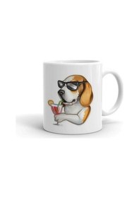 Resim Gözlüklü Köpek Baskılı Kupa/bardak Beyaz 