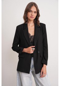 Resim Mixray 4516 Kadın Bezayağı Blazer Ceket Siyah 