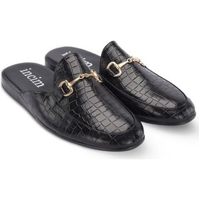 Resim Rock Erkek Siyah Kroko Rahat Hafif Konforlu Misafir Ev Terlik Siyah 