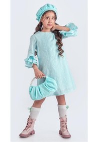 Resim Miss Clarice Kız Çocuk Fransız Bere, Çanta, Çorap Ve Elbise Takım Mint Yeşili 