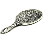 Resim Altın Sepeti GA027 Gümüş Çiçek Lale El Aynası 