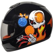 Resim Mts Full Face Motosiklet Çocuk Kaskı K5 Skull Black Siyah 