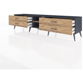 Resim Hyperion Tv Ünitesi Tek Raflı 4 Çekmeceli 220x44x51 Antrasit-çam Atlas Çam/atlas Çam - Antrasıt 