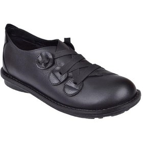 Resim Pullman Hakiki Deri Lastik Bağcıklı Kadın Ayakkabı Plm-34211 Siyah Siyah 