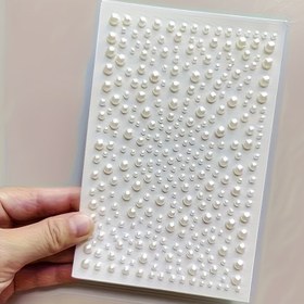 Resim Kendinden Yapışkanlı Düz Yapay Etiketler - Yüz Dekoru için Beyaz Yuvarlak, Tırnak Sanatı, Ev & Telefon Süsleme (3mm/4mm/5mm/6mm), Kozmetik Aksesuarlar | Dekoratif | Çok Yönlü El İşi 