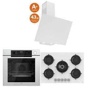 Resim Ferre Steam Plus 75 Serisi QEP64CB-RS036-D078-SA 3lü Cam Ankastre Set 