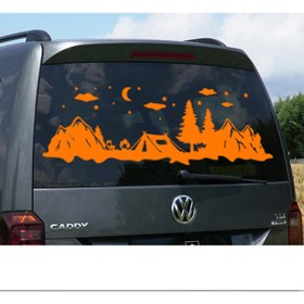 Resim Melek Pazarı 160 X 56 Cm Kamp Çadırı Ve Dağ Manzarası Karavan Sticker 