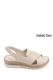 Resim Gönderi(r) Kadın Bej Antik Cırt Bantlı Hakiki Deri Sandalet 