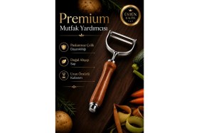 Resim Depozee Paslanmaz Metal Başlıklı Ahşap Saplı Sebze Meyve Soyacağı Mutfak Gereci 
