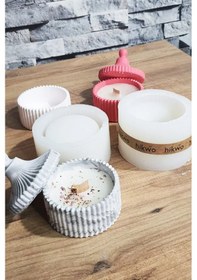 Resim Taş Tozu Kalıbı Kapaklı Mumluk Kalıbı Hobi Döküm Kalıbı 