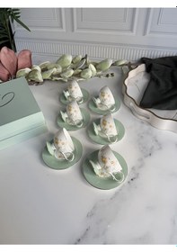 Resim Türk Kahve Fincanı Peachy 6 Kişilik 12 Parça Renkli 