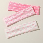 Resim Koşu, Spor Salonu ve Günlük Kıyafetler için Sevimli Fiyonk Baskılı 3 Adet Kadın Yumuşak Kumaş Bandana - Tatlı Stil Pastel Renkler | Moda Bandanalar | Rahat Kullanım 