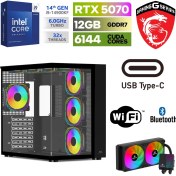 Resim MSI Gaming Pc Ddr5 -Rtx 5070 12GB – Intel I9 14900KF – 32GB - 64GB Ddr5 Ram – 1 Tb M.2 SSD – Sıvı Sogutmalı – Windows 11 Pro Masaüstü Bilgisayar 