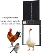 Resim Ekstra Büyük Otomatik Tavuk Kümesi Kapı Açacağı Zamanlayıcı ile, Paslanmaz Çelik Hırsızlık Karşıtı Tasarım, 3x AA Pil Gücüyle Çalışır (Piller Dahil Değildir), Kuşlar, Horozlar ve Küçük Hayvanlar için Kolay Erişim Panelleri, Tavuk Kümesi Aksesuarları 