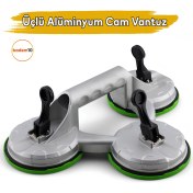 Resim Üçlü Alüminyum Cam Vantuzu Vakumlu Fayans Ahşap Tutucu Taşıma Araba Kaporta Göcük Çektirme 3'lü 